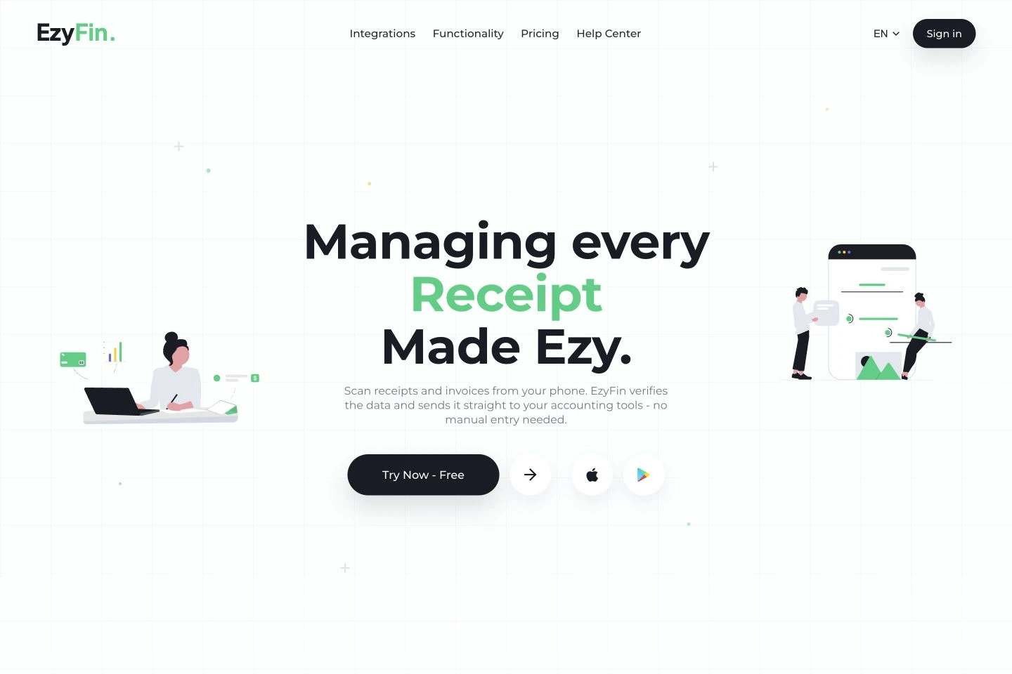 Desktop view of the EzyFin homepage