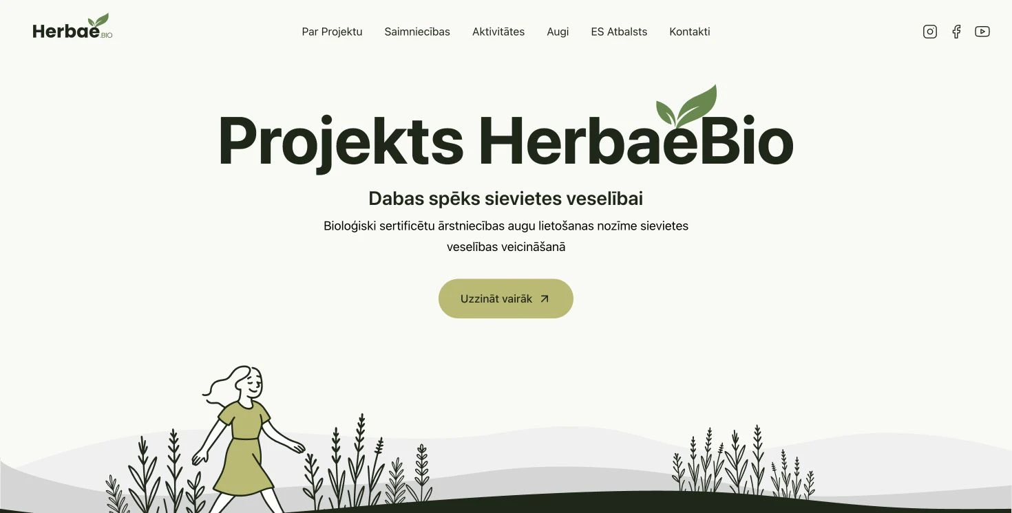 Desktop view of the Herbae Bio homepage